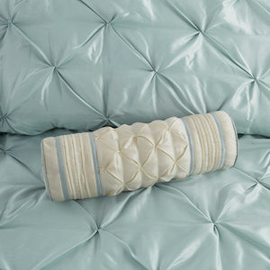 JLA Home Madison Park - 7 Tufted Comforter Set Laurel Collection — Hotel-Inspired Textured Polyoni Ensemble for Serene Bedrooms Seafoam MP10-640
