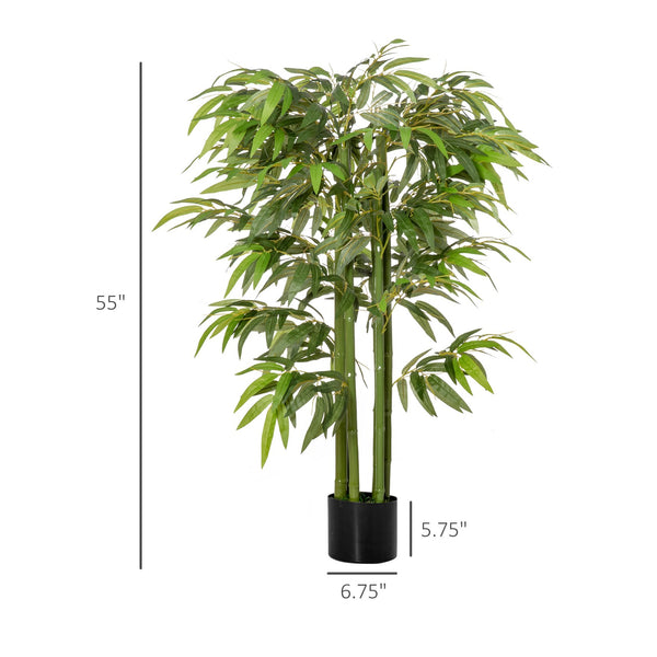 English Elm HOMCOM Lifelike 4.5FT Artificial Bamboo Tree in Black Nursery Pot, 924 Leaves, Maintenance-Free Elegance W2225P229160