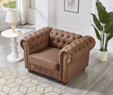 English Elm Classic Chesterfield Sofa Chair For Living Room Brown Faux Leather