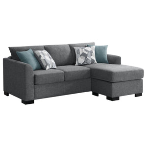 English Elm Pacheco Upholstered Sleeper Sectional with Chaise and Pullout Bed, Patterned Pillows & Sturdy Frame Grey B062P375540