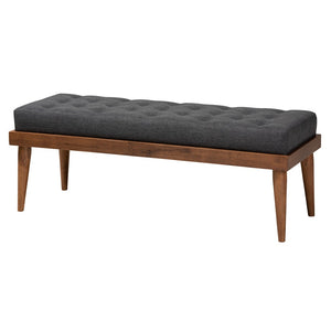 Baxton Studio Baxton Studio Valencia Mid-Century Modern Upholstered Bedroom Set with Bench in Dark Grey Fabric Full BBT6662-Dark Grey-Full-2PC Set