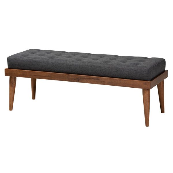 Baxton Studio Baxton Studio Valencia Mid-Century Modern Upholstered Bedroom Set with Bench in Dark Grey Fabric Full BBT6662-Dark Grey-Full-2PC Set