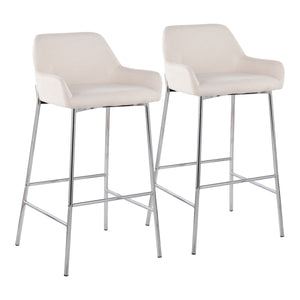 English Elm Daniella Contemporary Bar Stool Set Of 2 – Chrome Metal Frame & Cream Fabric For Modern Interiors B202S00541