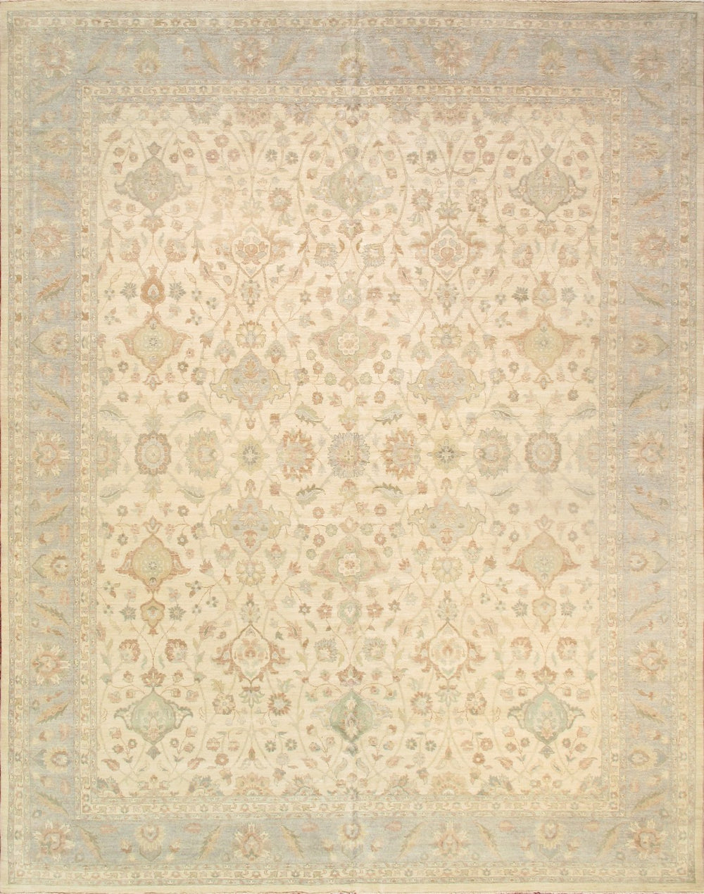 Pasargad Home Melody Hand-Knotted Wool Rug - Timeless Ivory Design for Elegant Home Decor