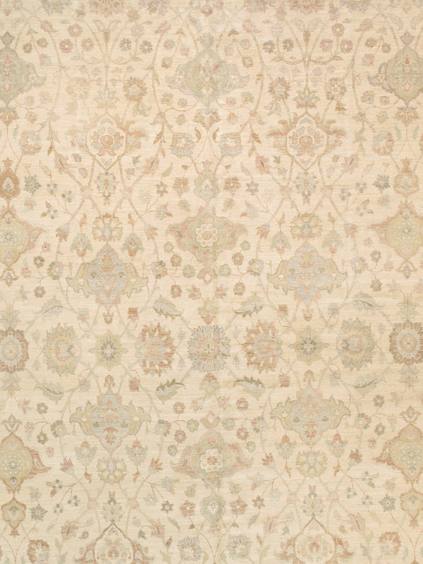 Pasargad Home Melody Hand-Knotted Wool Rug - Timeless Ivory Design for Elegant Home Decor