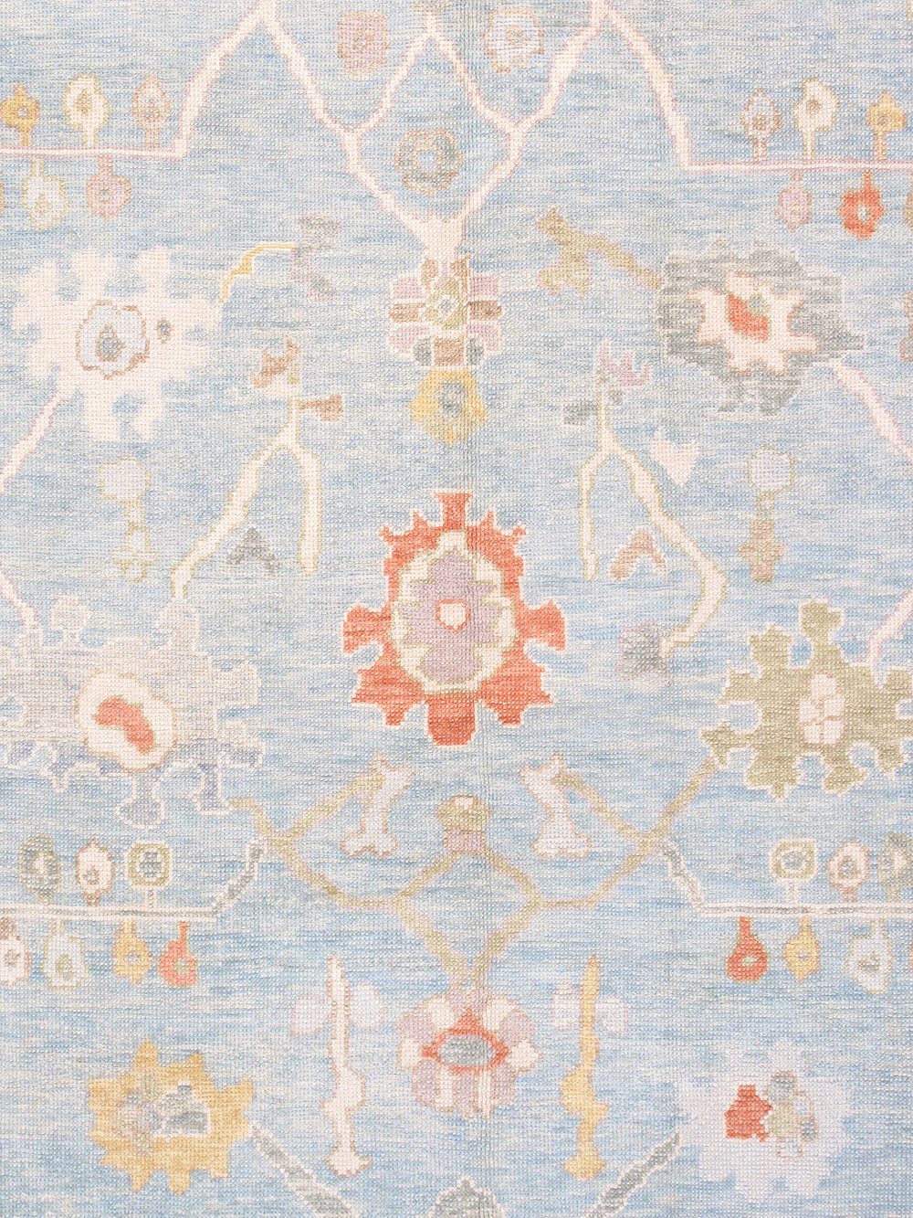 Pasargad Home Turkish Oushak Hand-Knotted Wool Area Rug - Elegant Floral Design 9'5" x 12'11"