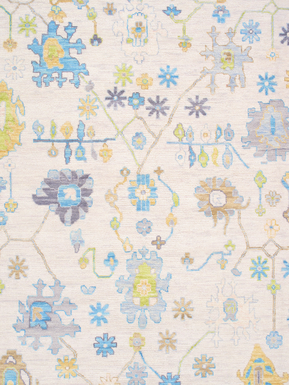 Pasargad Home Oushak Collection Hand-Knotted Wool Rug - Elegant Floral Design, 10' 2" x 14' 5"