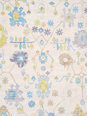 Pasargad Home Oushak Collection Hand-Knotted Wool Rug - Elegant Floral Design, 10' 2" x 14' 5"