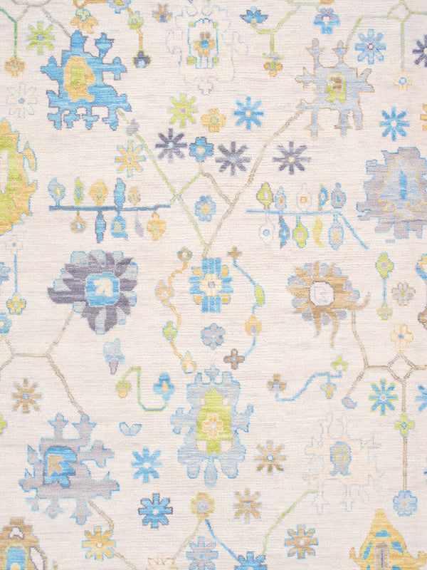 Pasargad Home Oushak Collection Hand-Knotted Wool Rug - Elegant Floral Design, 10' 2" x 14' 5"