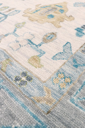 Pasargad Home Oushak Collection Hand-Knotted Wool Rug - Elegant Floral Design, 10' 2" x 14' 5"