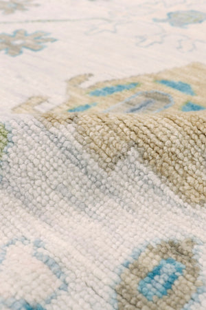 Pasargad Home Oushak Collection Hand-Knotted Wool Rug - Elegant Floral Design, 10' 2" x 14' 5"