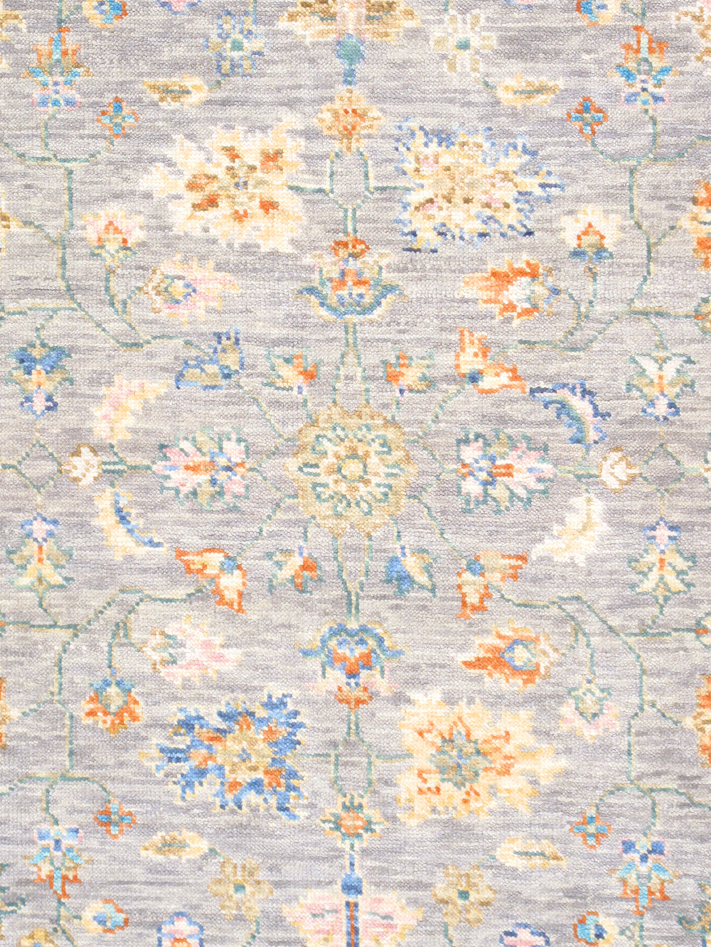 Pasargad Home Oushak Hand-Knotted Wool Grey Area Rug – Timeless Floral Elegance for Any Space