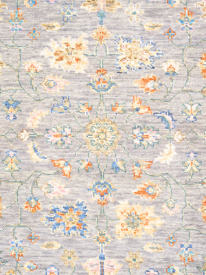 Pasargad Home Oushak Hand-Knotted Wool Grey Area Rug – Timeless Floral Elegance for Any Space