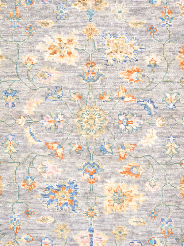 Pasargad Home Oushak Hand-Knotted Wool Grey Area Rug – Timeless Floral Elegance for Any Space