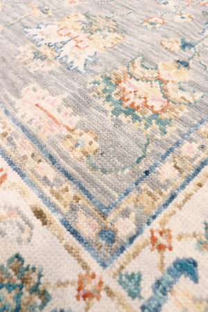 Pasargad Home Oushak Hand-Knotted Wool Grey Area Rug – Timeless Floral Elegance for Any Space