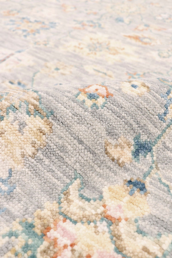 Pasargad Home Oushak Hand-Knotted Wool Grey Area Rug – Timeless Floral Elegance for Any Space