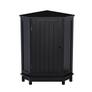 English Elm Black Triangle Corner Bathroom Cabinet with Adjustable Shelves, Modern MDF Storage Organizer, 70lb Capacity, Space-Saving Design N725P172615B