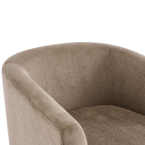 English Elm Halo Velvet Barrel Swivel Accent Chair with Bentwood Ring Base for Living Rooms Light Brown N776P378583B
