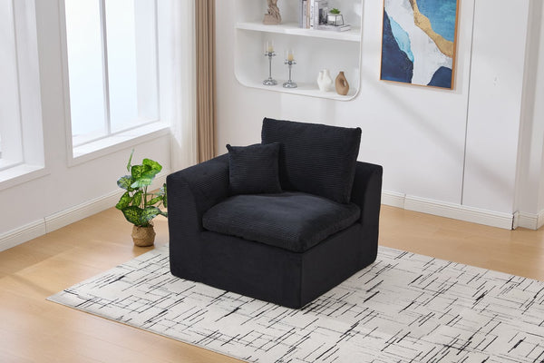 English Elm UNITED Cloud Couch Modular Sectional Sofa with Corduroy Cover, Ergonomic 2-Seater, No Assembly Needed Black W1568P371120