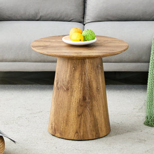 English Elm Natural Wood Grain Mdf Round Side Table Compact Accent for Living Room or Bedroom W2920P232763