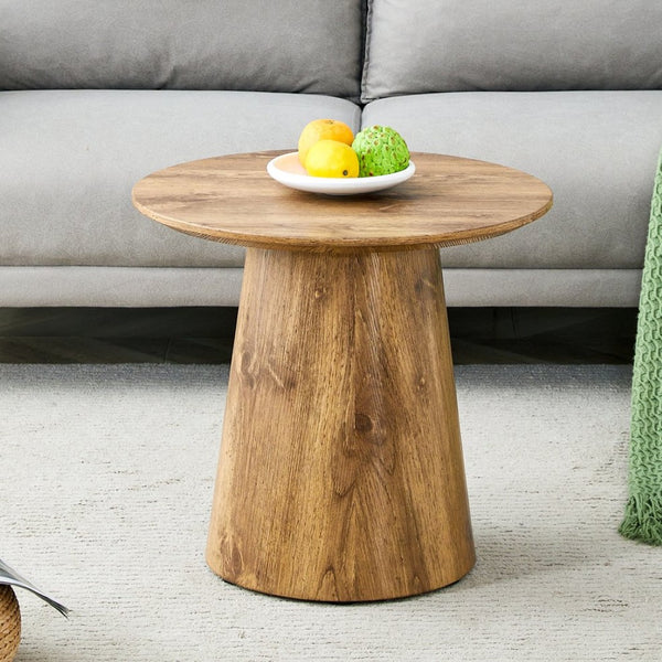 English Elm Natural Wood Grain Mdf Round Side Table Compact Accent for Living Room or Bedroom W2920P232763