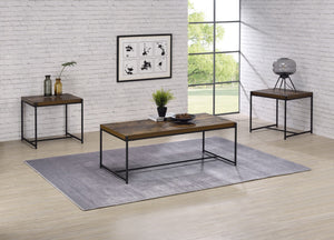 English Elm Nilda Two-tone Oak Coffee Table with Walnut Top and Dual Open Storage Shelves B2749P413287