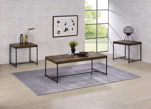 English Elm Nilda Two-tone Oak Coffee Table with Walnut Top and Dual Open Storage Shelves B2749P413287