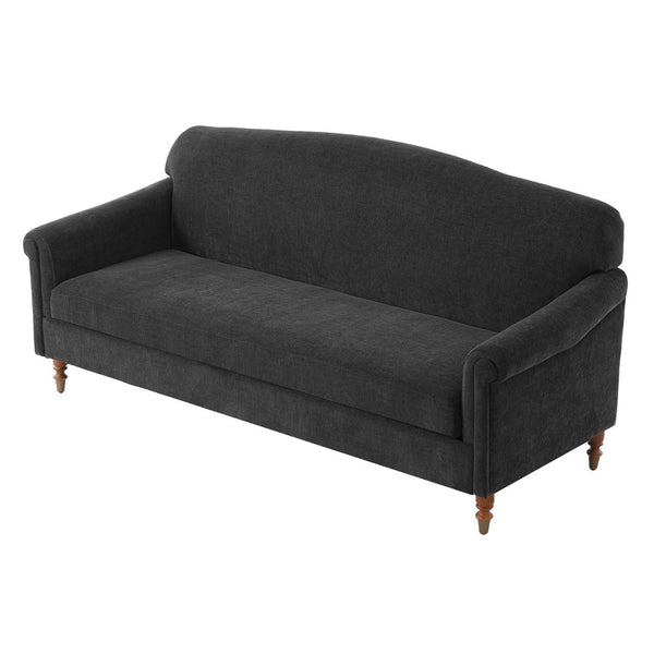 English Elm Modern Chenille Loveseat with Rolled Arms Pocket Spring Cushions and Rubberwood Legs Grey N763P362173E