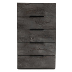 VIG Furniture Ferrara Volcano Oxide Grey Chest — Modern Italian 5-Drawer Dresser, Soft-Close Rolls, Textured Finish VGACFERRARA-GRY-A-CHEST