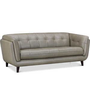 English Elm Solana Gray Leather Sofa with Top-Grain Seating, Pocket Coil Comfort, Kiln-Dried Frame Durability B2705P338091
