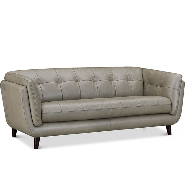 English Elm Solana Gray Leather Sofa with Top-Grain Seating, Pocket Coil Comfort, Kiln-Dried Frame Durability B2705P338091