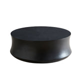 35.43'' Fiberglass Round Center Coffee Table, Matte Black Vintage Table for Living Room and Office