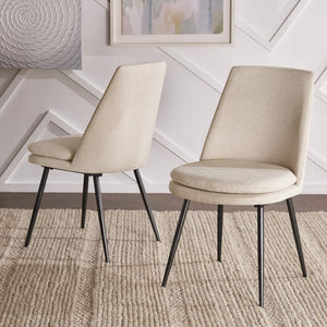 Aurthur Velvet Upholstered Dining Chair Mid-century Style with Splayed Wood Legs
