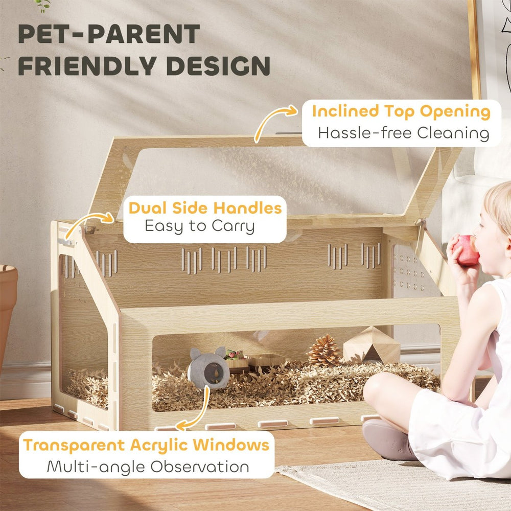 English Elm 39 Inch Oak Mdf Hamster Habitat with Acrylic Windows and Openable Top Panel T3971P407440