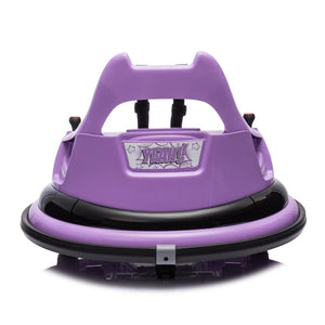 English Elm 12v Kids Ride on Bumper Car with 360 Spin Led Lights Bluetooth and Parental Remote Purple W1578P198507