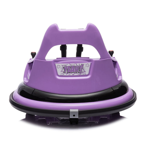 English Elm 12v Kids Ride on Bumper Car with 360 Spin Led Lights Bluetooth and Parental Remote Purple W1578P198507