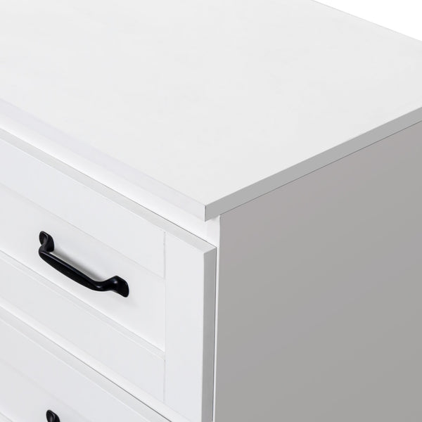 English Elm Modern White 6-Drawer Side Cabinet with Metal Handles – Spacious Wood Chest for Living Room, Bedroom Storage W331S00164