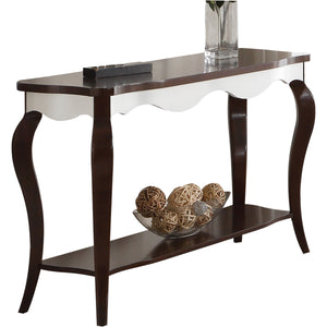 English Elm Mathias White and Wood Finish End Table with Birch Veneer Poplar Frame for Timeless Contrast and Storage Walnut 51 L x 20 W x 8 H B2726P244380
