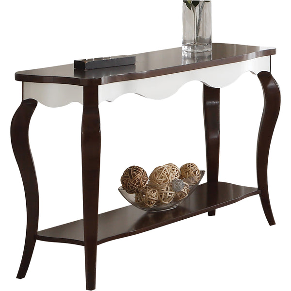 English Elm Mathias White and Wood Finish End Table with Birch Veneer Poplar Frame for Timeless Contrast and Storage Walnut 51 L x 20 W x 8 H B2726P244380