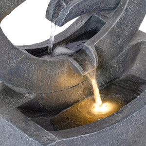 English Elm 26.77"h Gray Polyresin Tiered Cascading Outdoor Fountain with Warm Led Patio Accent N765P355054G