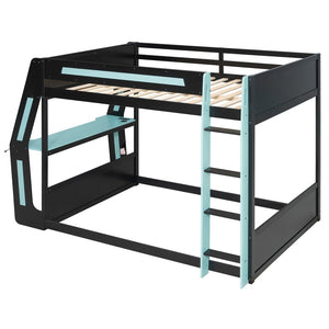 English Elm Full-size Gaming Loft Bed with Integrated Rgb Desk Usb Ports and Esports Frame Blue LT000239AAC