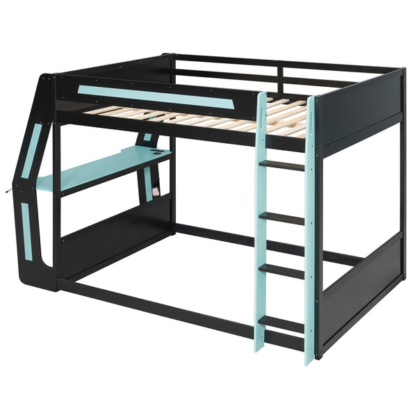English Elm Full-size Gaming Loft Bed with Integrated Rgb Desk Usb Ports and Esports Frame Blue LT000239AAC