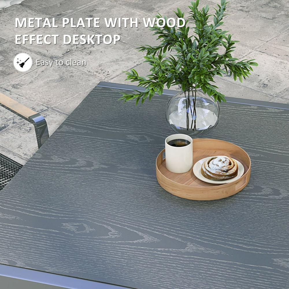 English Elm Outsunny Extendable Outdoor Dining Table - 41" To 83" Aluminum Frame & Stylish Wood-Effect Top W2225P200709-GIGA