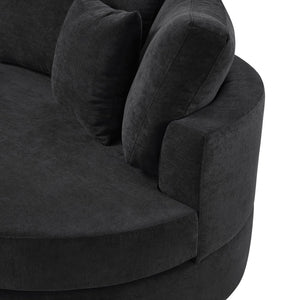 English Elm Christopher Knight Home® - 3-seater Curved Chenille Sofa with Plush 7.5" Seat Cushions and Two Pillows for Stylish Living Black N763S000020B