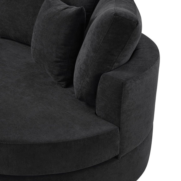 English Elm Christopher Knight Home® - 3-seater Curved Chenille Sofa with Plush 7.5" Seat Cushions and Two Pillows for Stylish Living Black N763S000020B