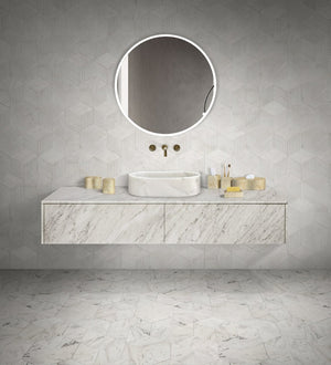 English Elm White Natural Marble Vessel Sink - Semi-Polished Elegance, Durable Design For Luxurious Bathrooms W1696P333273-GIGA