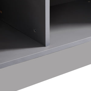 English Elm 60.6'' Contemporary Display Cabinet with LED Lighting, Tempered Glass Doors, Adjustable Shelves & Drawers - Grey, Modern Freestanding Storage for Living Room, Office, Kitchen N845P261799E