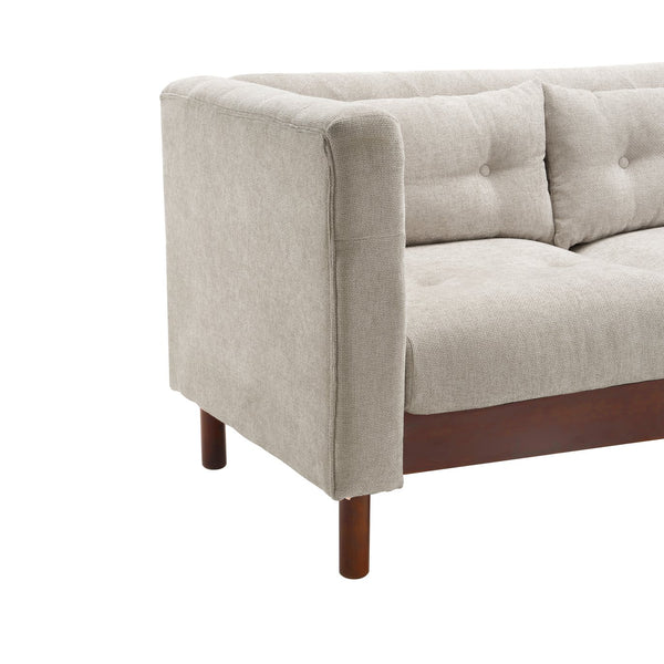 English Elm Christopher Knight Home® - 78" Upholstered Sofa with Tufted Linen-Like Fabric, Deep 19" Seat, Sturdy Rubber Wood Legs, 900lb Capacity Gray+Beige N763P243921A