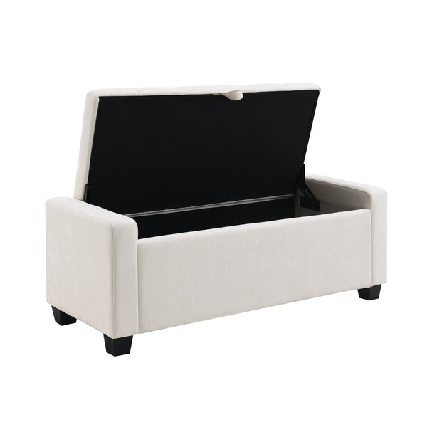 English Elm 48" Tufted Chenille Storage Bench Diamond Stitched Lift Top Seat for Bedroom Entryway Beige W2671P386665
