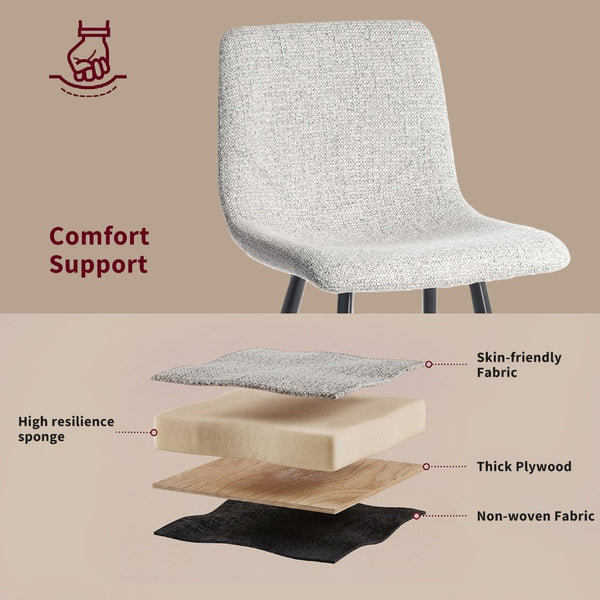 English Elm Modern Upholstered Gray Fabric Barstool with Black Metal Frame for Kitchen Island W5096P400393